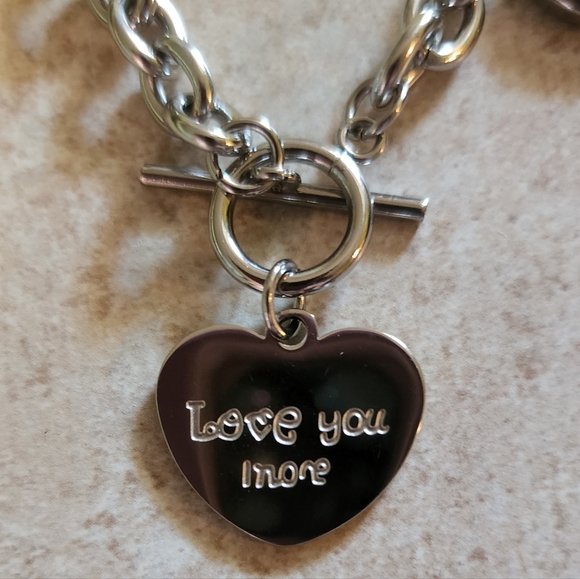 New Engraved love You More heart Necklace 19".  Other Stainless Steel Ne… - Picture 1 of 7